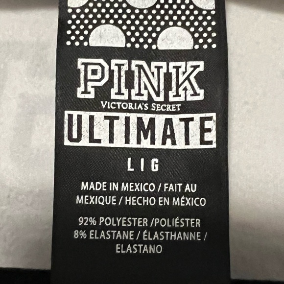 PINK Victoria’s Secret Large 1/2 zip long sleeve white & black logo pullover top - Picture 3 of 3